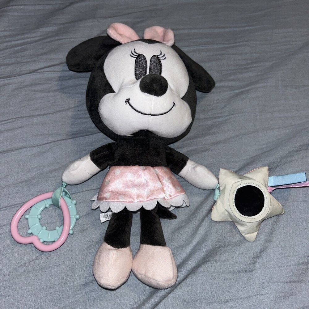 Disney Baby Minnie Mouse 12" Plush Stuffed Animal Activity‎ Toy Crinkle Mirror